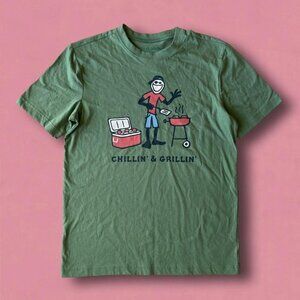NWT Life Is Good Chillin' & Grillin' Graphic T-shirt Father's Day Dads Size S